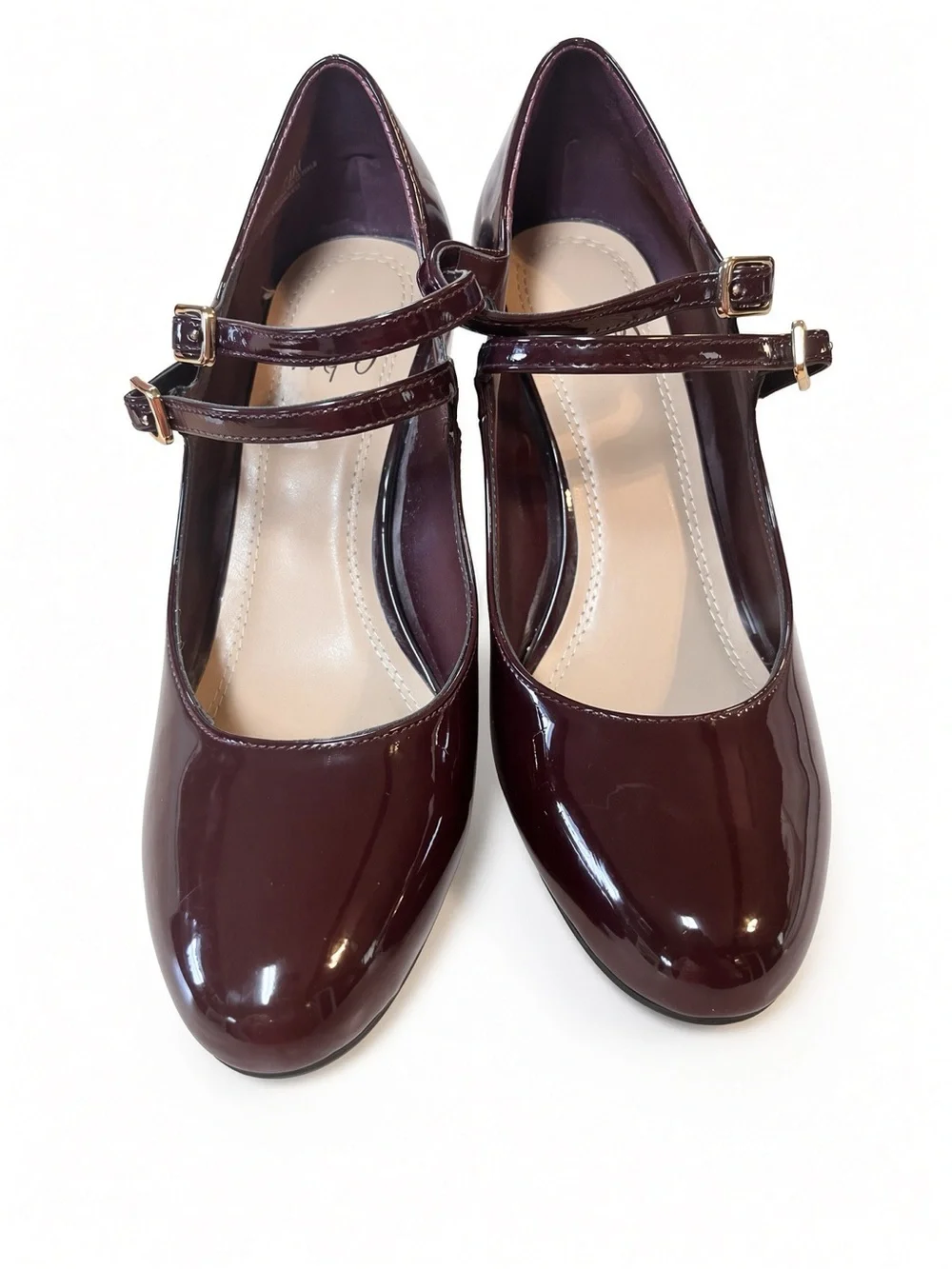 NWOT Impo Teresa Burgundy Patent Mary Jane Heels 7.5 Coquette Block Heel